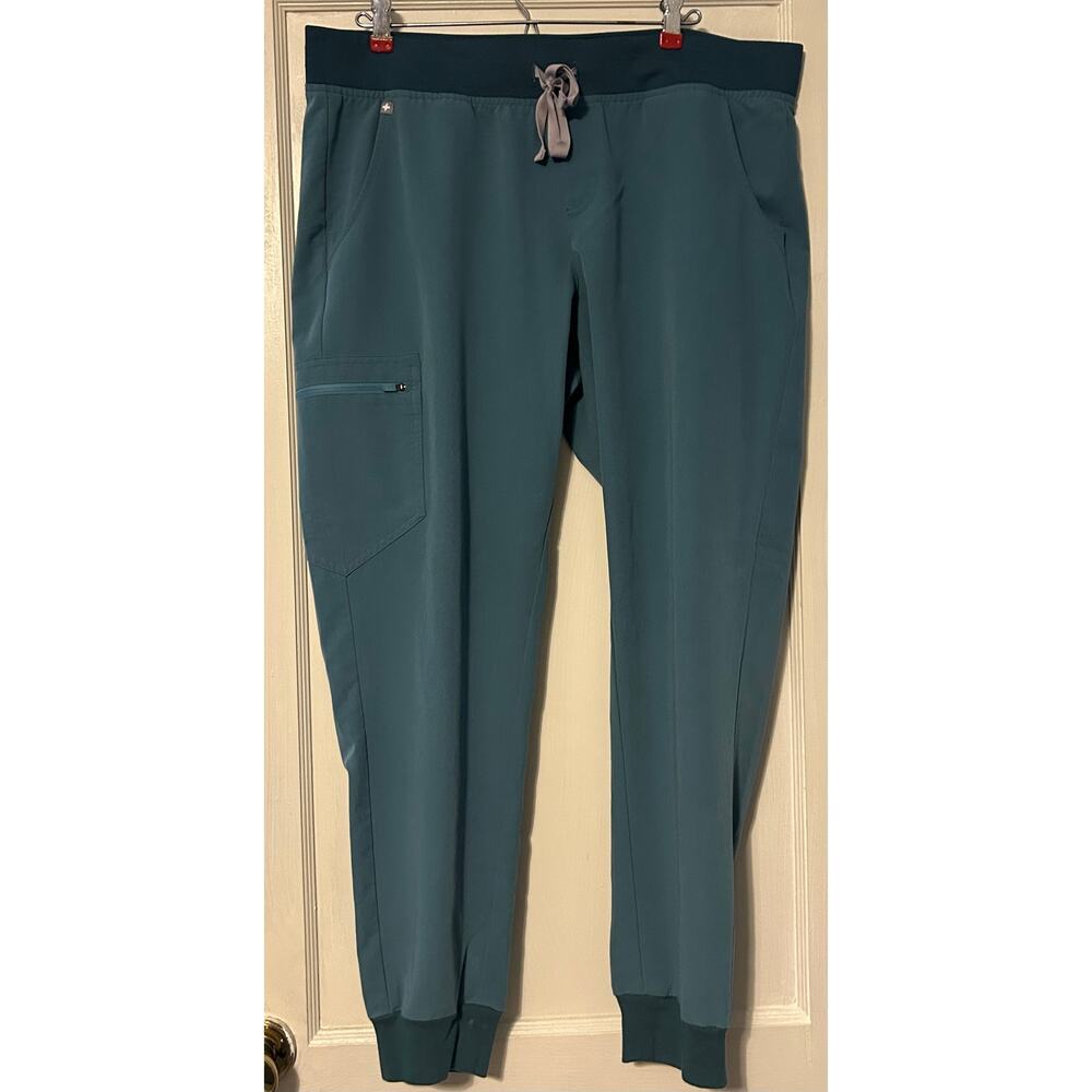 FIGS High Waisted Zamora Jogger Scrub Pants XL Teal Nurse Medical PO 5033